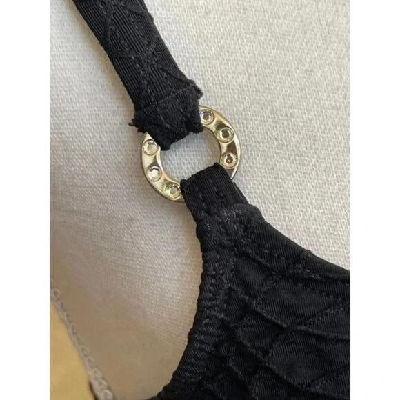 Vintage 1980s La Blanca Black One-Piece Swimsuit – Textured Fabric, Thick Strap - Picture 7 of 10